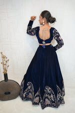 Midnight Bloom Embroidered Lehenga Set