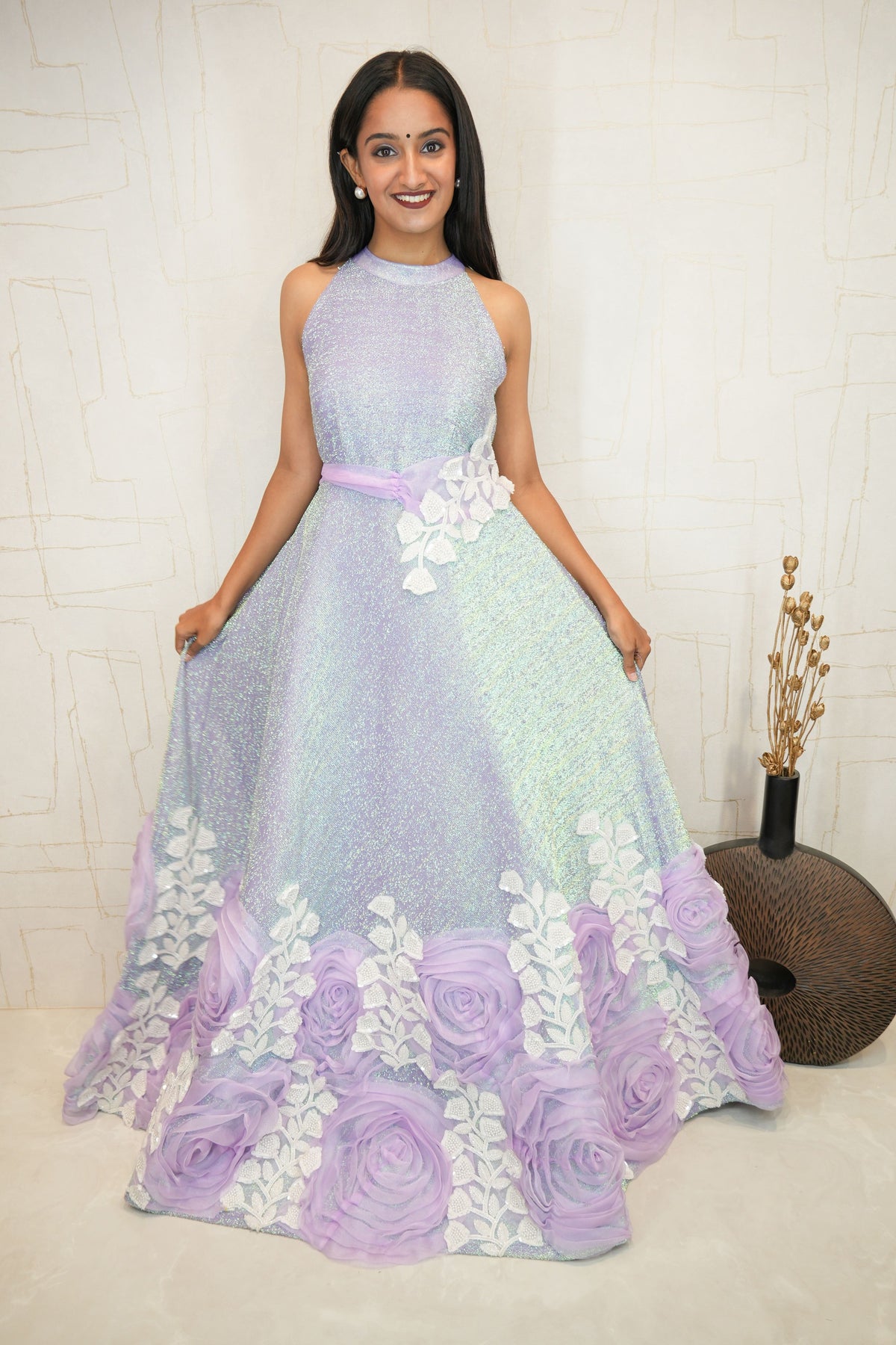Lavender Bloom Embellished Gown