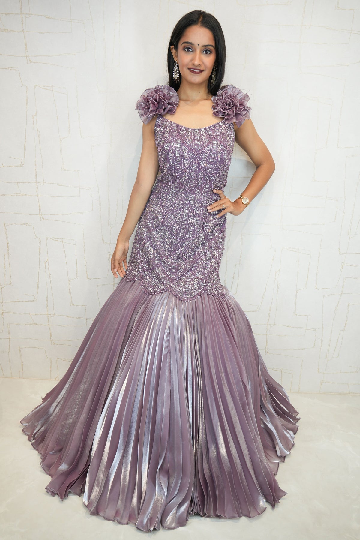 Metallic Purple Mermaid Gown