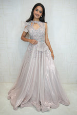 Bow Detail Embellished Party Gown