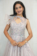 Bow Detail Embellished Party Gown