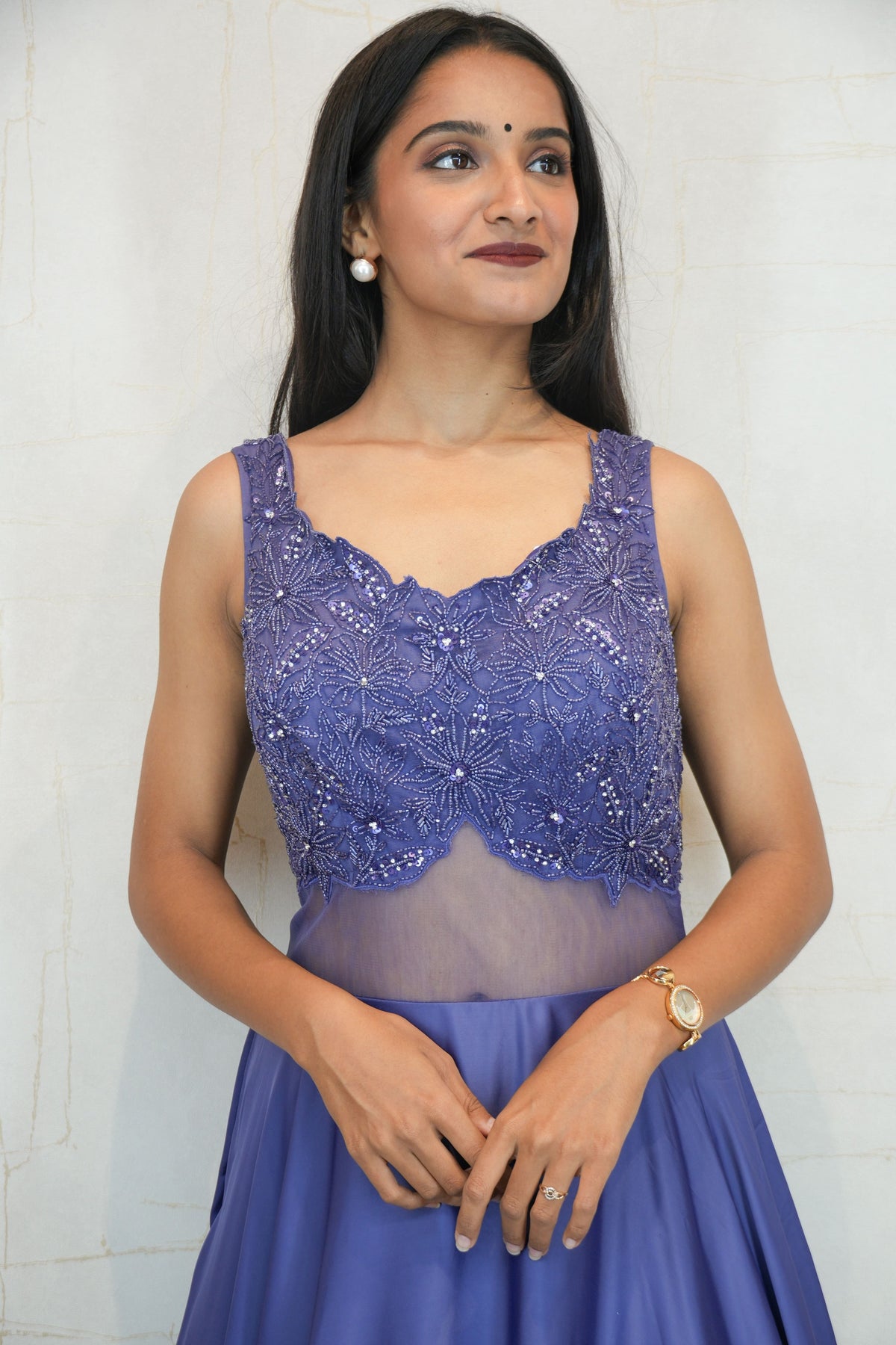 Embellished Sheer Waist Gown