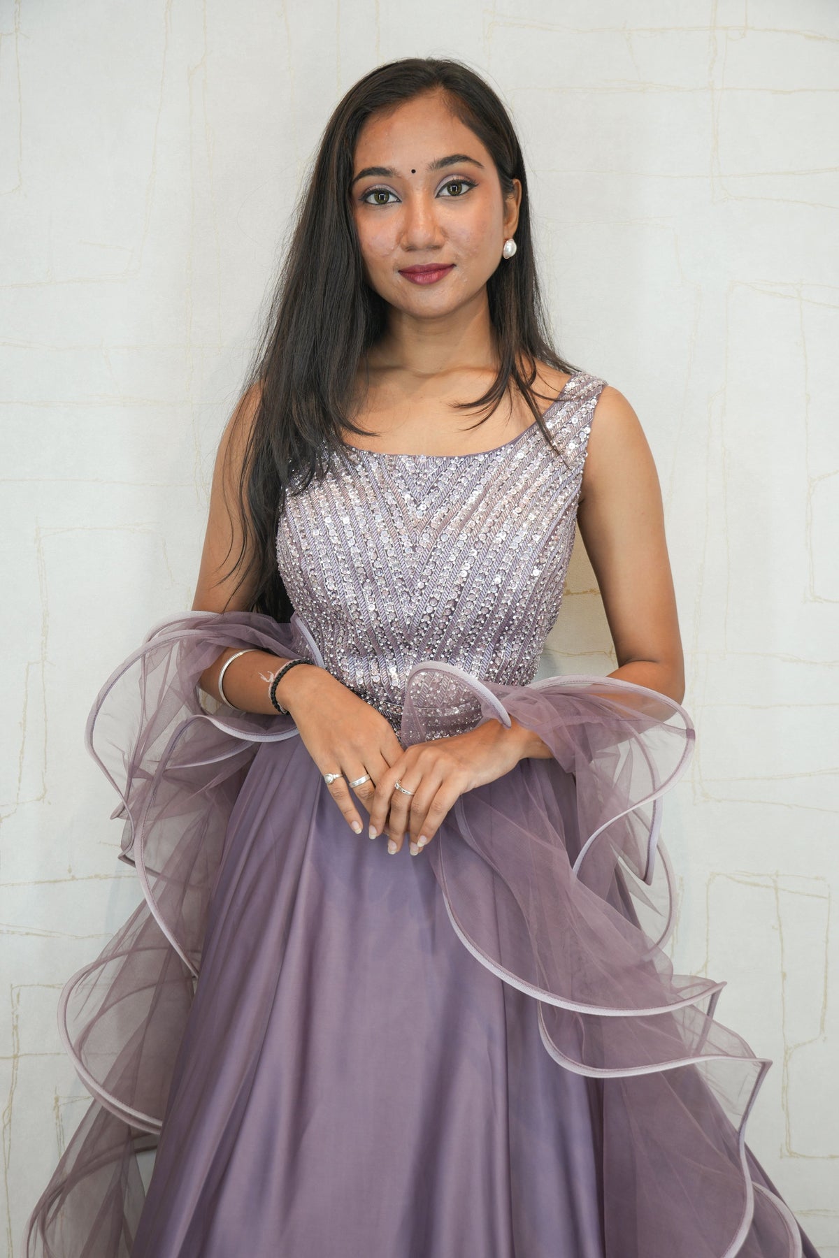 Lavish Sequinned Flared Gown