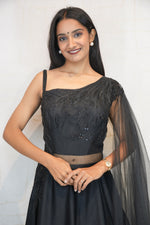 One-Shoulder Embellished Gown Set