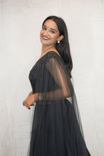 One-Shoulder Embellished Gown Set