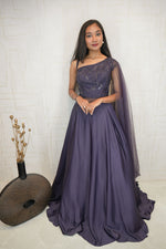 One-Shoulder Embellished Gown Set