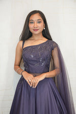 One-Shoulder Embellished Gown Set