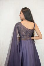 One-Shoulder Embellished Gown Set