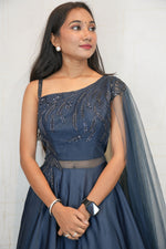 One-Shoulder Embellished Gown Set