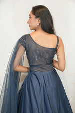 One-Shoulder Embellished Gown Set