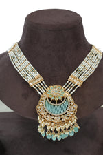 Traditional Kundan Beaded Long Necklace Set with Earrings