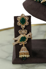 Emerald Green Beaded Long Necklace Set with Earrings