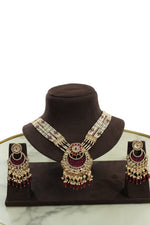 Ruby & Pearl Kundan Bridal Necklace Set with Earrings