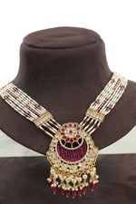 Ruby & Pearl Kundan Bridal Necklace Set with Earrings