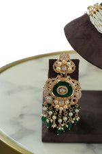 Emerald Green Kundan Bridal Necklace Set with Earrings