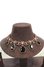 Emerald Teardrop Crystal Necklace Set with Earrings