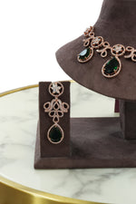 Emerald Teardrop Crystal Necklace Set with Earrings