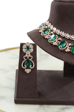 Royal Emerald Oval Stone Necklace Set with Earrings