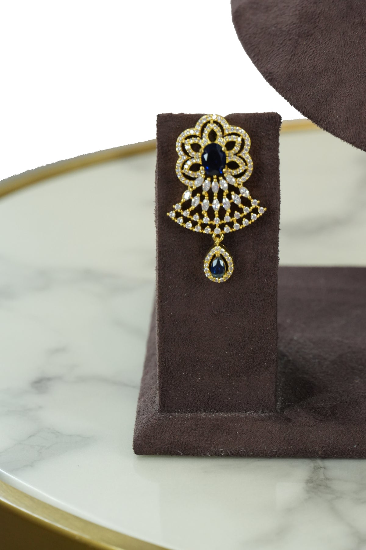 Blue Beaded Stone Choker Necklace Set with Earrings