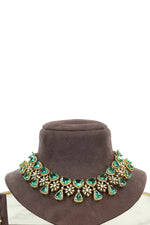 Emerald Green Stone Necklace Set with Earrings