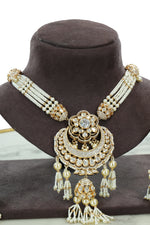 Multi-Strand Pearl Kundan Necklace Set with Long Earrings
