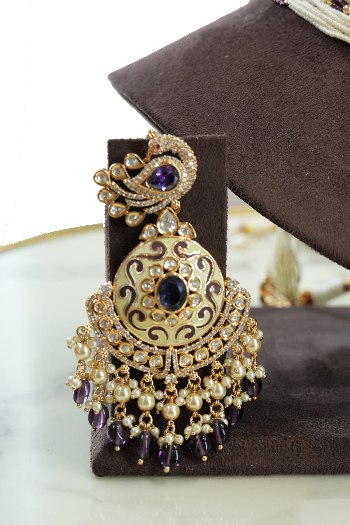 Traditional Long Haar Necklace Set with Matching Earrings