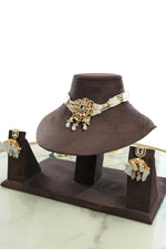 Pearl Beaded Kundan Choker Jewelry Set with Earrings