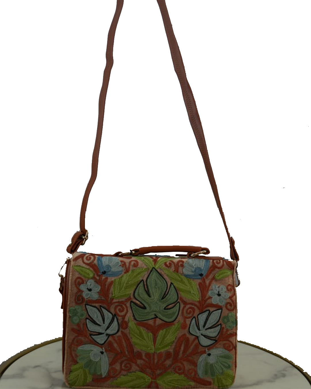 Kashmiri Handbag (Charcoal Grey & Orange)