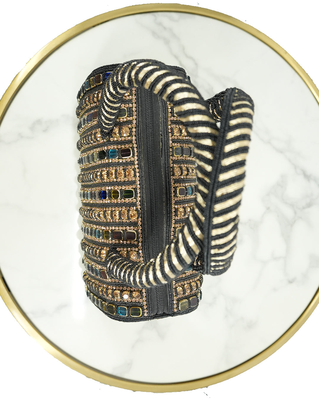 Handcrafted Royal Beaded Barrel Clutch