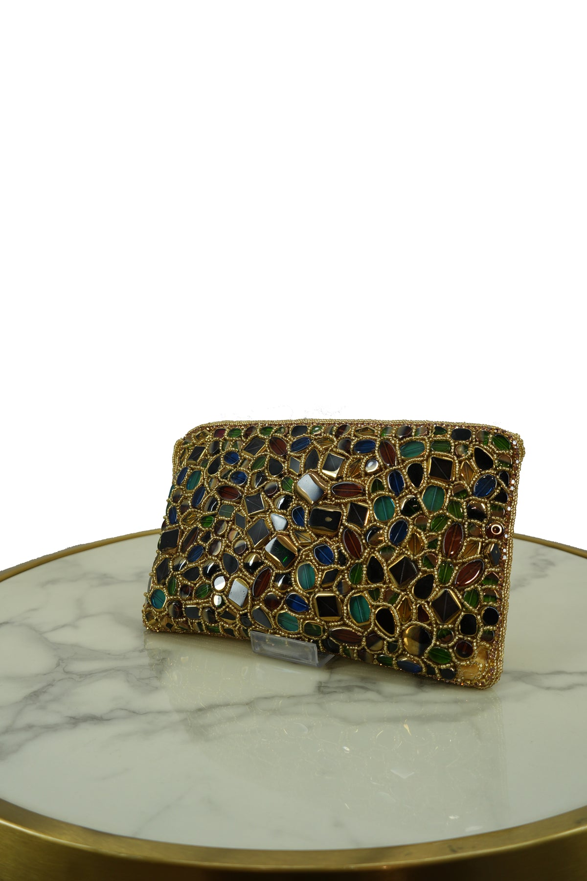 Multicolor Mosaic Embellished Clutch