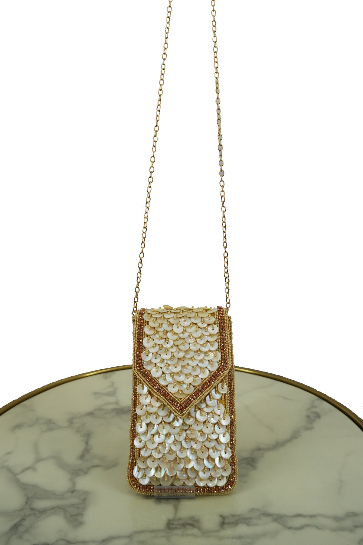Golden Sequin Embellished Sling Bag