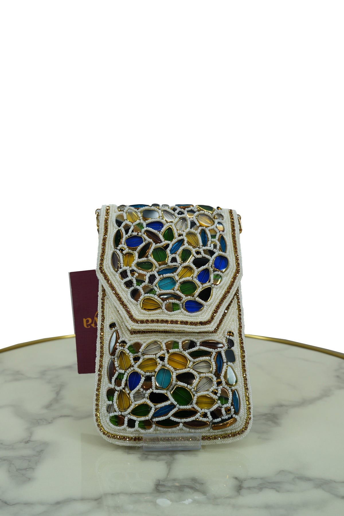 Mosaic Stone Embellished Sling Bag