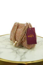 Shimmering Rose Gold Beaded Bag