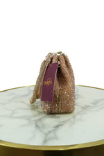 Shimmering Rose Gold Beaded Bag