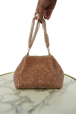 Shimmering Rose Gold Beaded Bag