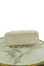 Ivory Beaded Fringe Clutch