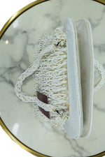 Ivory Beaded Fringe Clutch