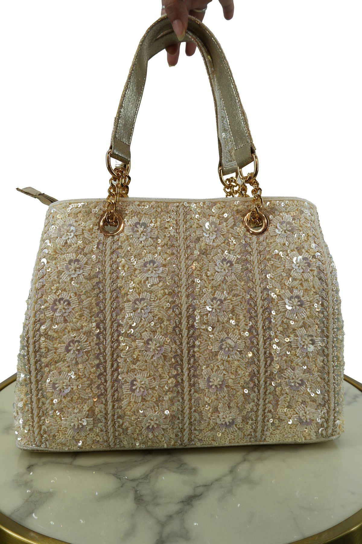 Floral Sequin Embroidered Handbag