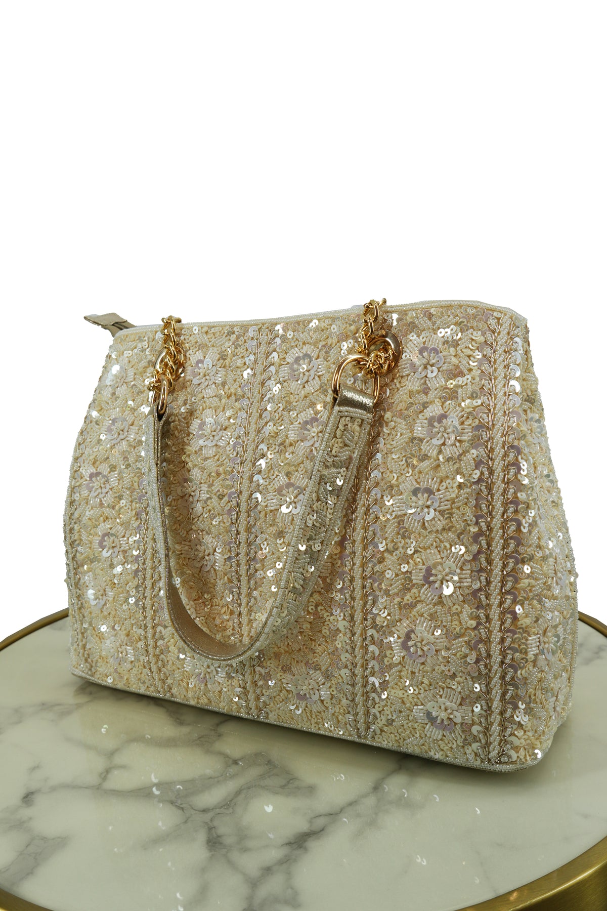 Floral Sequin Embroidered Handbag
