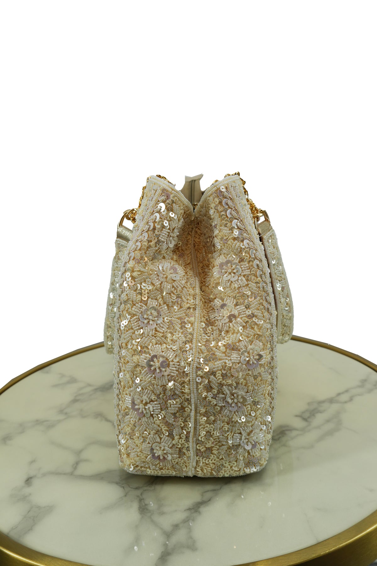 Floral Sequin Embroidered Handbag