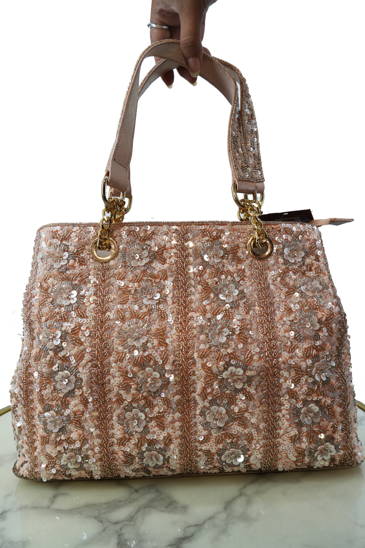 Floral Sequin Embroidered Handbag