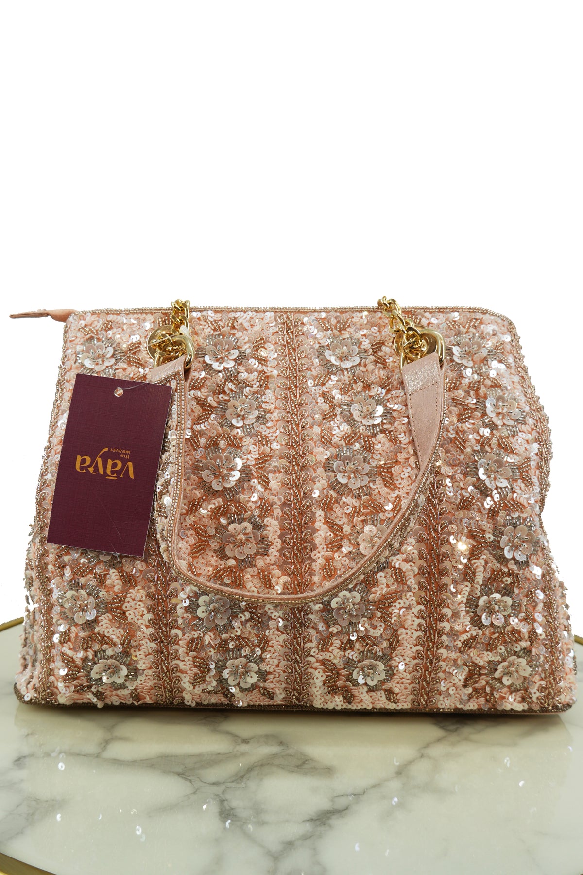 Floral Sequin Embroidered Handbag