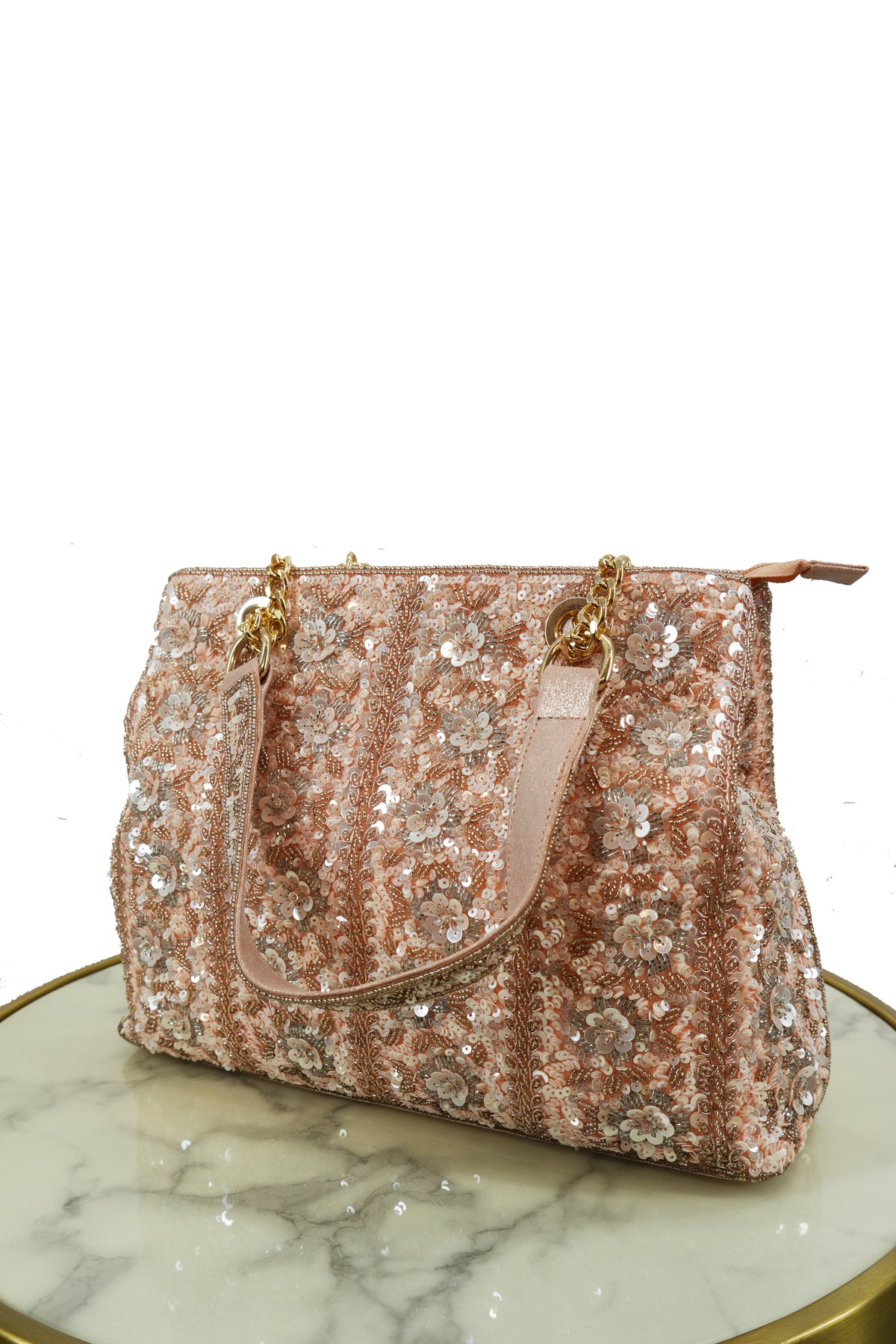Floral Sequin Embroidered Handbag