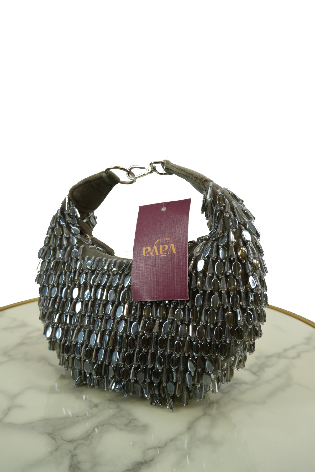 Sequin Embellished Hobo Bag