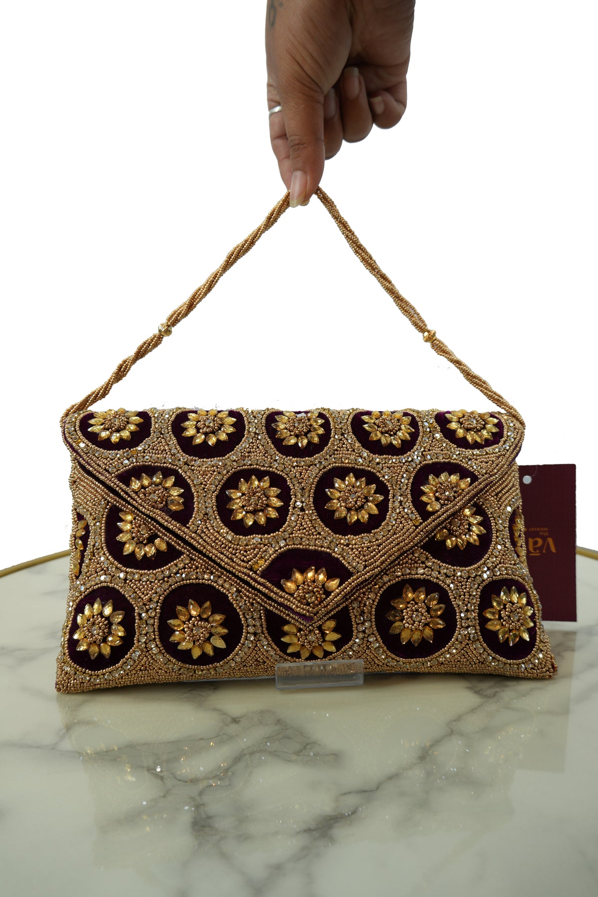Handcrafted Floral Embellished Clutch Bag