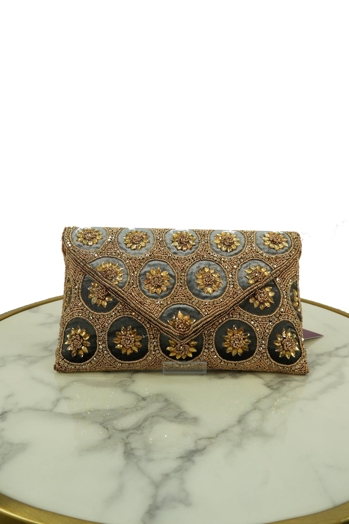 Handcrafted Floral Embellished Clutch Bag