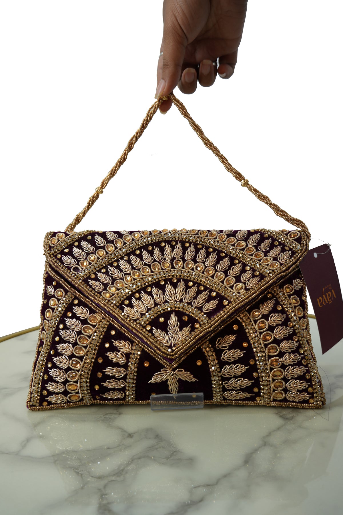 Royal Maroon Hand-Embroidered Clutch