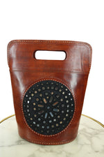 Handcrafted Leather Tote Bag with Mirrorwork