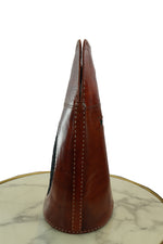 Handcrafted Leather Tote Bag with Mirrorwork