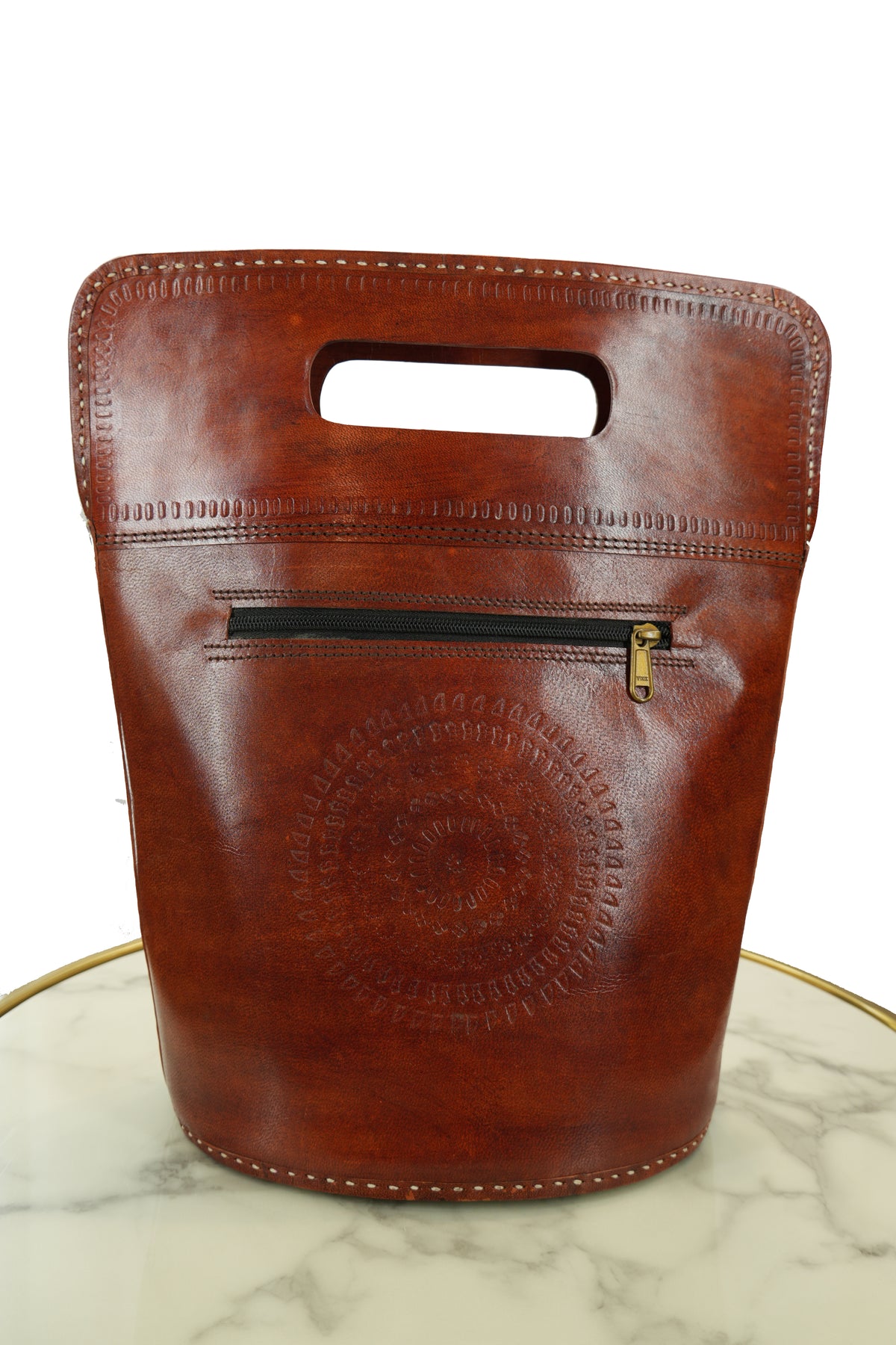 Handcrafted Leather Tote Bag with Mirrorwork